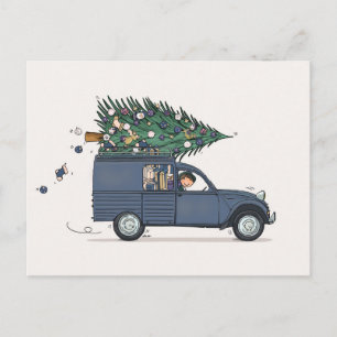 Kerstkaart Besteleend blauw Postkarte