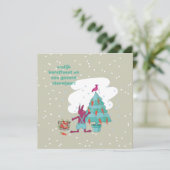 kerstkaart met konijn en wortelversiering karte (Stehend Vorderseite)