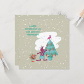 kerstkaart met konijn en wortelversiering karte (Vorderseite/Rückseite Beispiel)