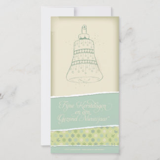 Kerstkaart traf kerstklok 1 feiertagskarte