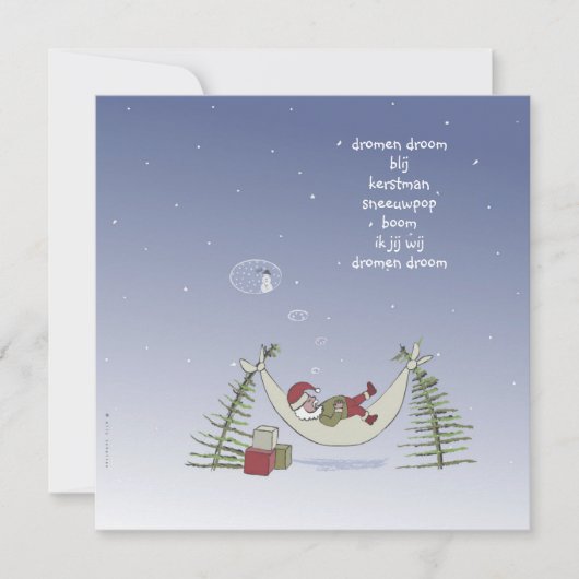 kerstman in hangmat karte (Vorderseite)