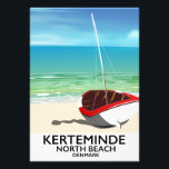 Kerteminde North Beach Denmark Reiseplakat Fotodruck<br><div class="desc">Kerteminde North Beach dänisches Urlaubsposter,  Dänemark Boot Cartoon Urlaubstext.</div>