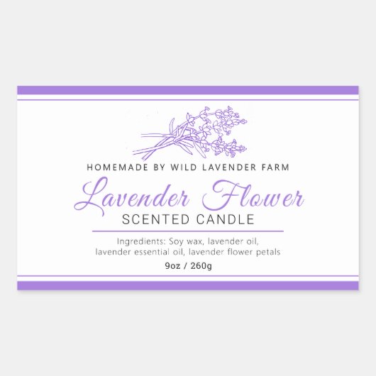 Kerze aus Lava, botanischer Linie Rechteckiger Aufkleber (Vorderseite)