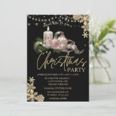 Kerze, Bälle, Schneeflocken Weihnachtsfirma Einladung (Stehend Vorderseite)