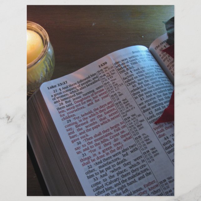 Kerze, Bibel und Poinsetta (Vorderseite)