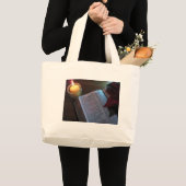 Kerze, Bibel und Poinsetta Jumbo Stoffbeutel (Vorderseite (Produkt))