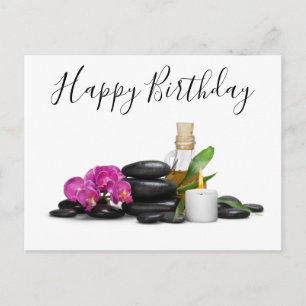 Kerze Hot Stone Orchideenblüte aus dem Spa Postkarte