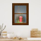 Kerze im Fenster Poster (Küche)