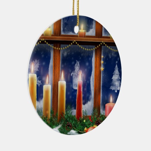 Kerze in der Fenster-Weihnachtsverzierung Keramik Ornament (Rechts)