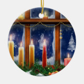 Kerze in der Fenster-Weihnachtsverzierung Keramik Ornament (Vorne)