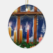 Kerze in der Fenster-Weihnachtsverzierung Keramik Ornament (Links)