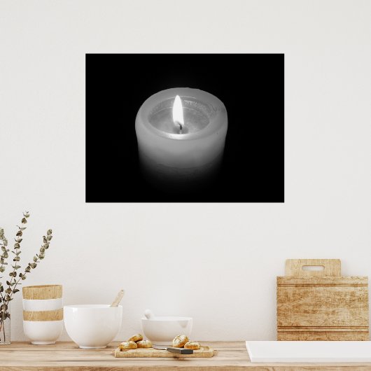 Kerze in Schwarz und Weiß Poster (Küche)