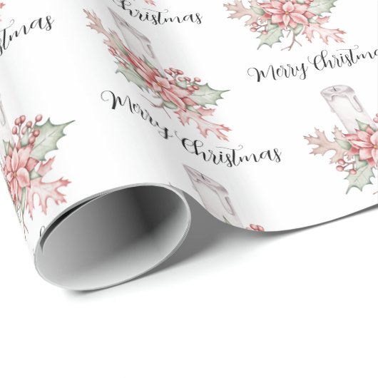 Kerze mit Poinsettia Schleifpapier Geschenkpapier (Rolleneckpunkt)
