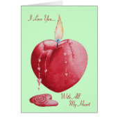 Kerze mit roter Liebe und romantischem Vers (Vorne)