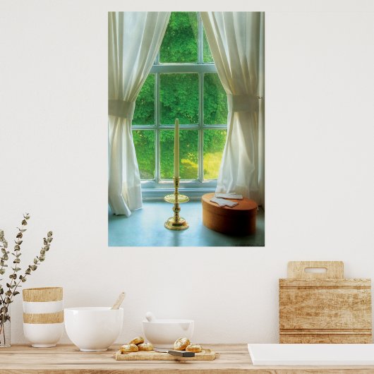Kerze - Stilles Leben im Fenster Poster (Küche)