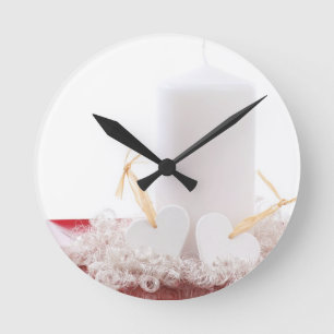 Kerze u. Herzen Runde Wanduhr