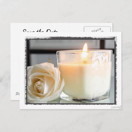 Kerze und Rose Postkarte (Vorne/Hinten)