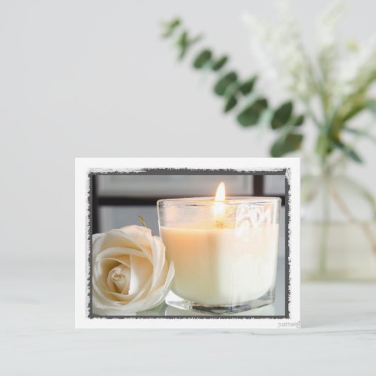Kerze und Rose Postkarte (Stehend Vorderseite)