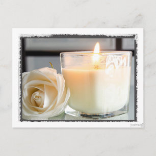 Kerze und Rosen Postkarte