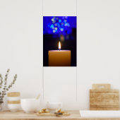 Kerze unter blauem Licht Poster (Küche)