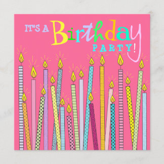 Kerzen auf heißes Rosa-Geburtstags-Party Einladung