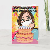 Kerzen ausblasen mit Maske Funny zum Geburtstag Karte (Vorderseite)
