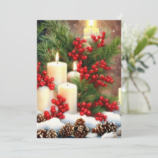 Kerzen Beeren und Kegel Budget Mini Weihnachten (Stehend Vorderseite)