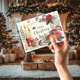 Kerzen & Blume Weihnachtskarte Dankeskarte