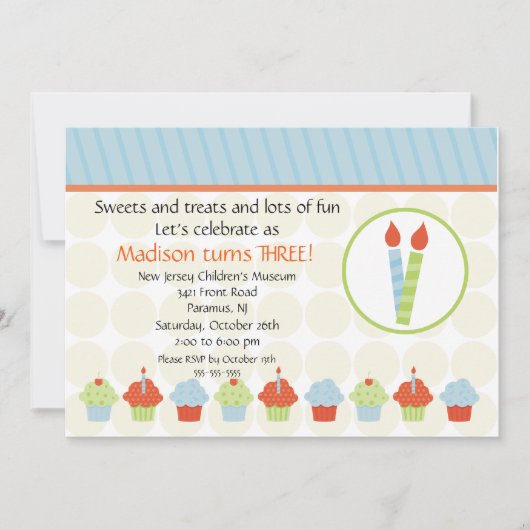 Kerzen & Cupcakes Einladung (Vorderseite)