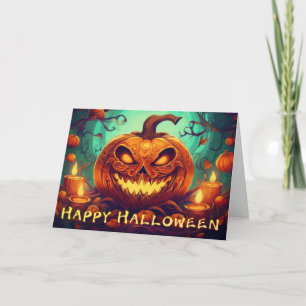 Kerzen des gezahnten Kürbis leuchten Halloween-Kun Karte