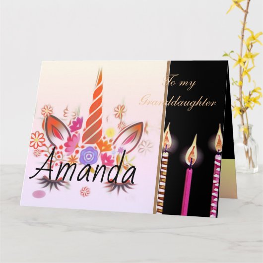 Kerzen Einhorn Gesichtskuchen Geburtstag Karte (Gelbe Blume)