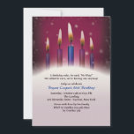 Kerzen Geburtstags-Party Einladungs- Einladung<br><div class="desc">Eine Party Einladung für Geburtstagsfeier eines Erwachsenen. Die Burgunder-Spitze hat "das Funkeln beleuchtet" und schwache Blasen als Hintergrund und kennzeichnet fünf Kerzen in Burgunder und in den blauen Farben. Die Karte ist einfach, mit Ihrer Benennung, Schriftart-, Schriftartfarbe-, Papierformwahlen und Wahl von sechs Papiersorten besonders anzufertigen. Weiße Umschläge eingeschlossen. Nervös über...</div>