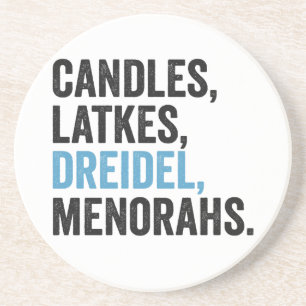 Kerzen Latkes Dreidel Menorahs Lustiges Hanukkah J Getränkeuntersetzer