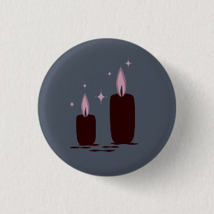 Kerzen mit mondbeschienener Hexen-Halloween-Magie  Button