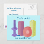 Kerzen-Party Einladungen auf Postkarten (Vorne/Hinten)