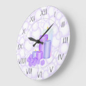 Kerzen und Blasen-Badezimmer Große Wanduhr (Winkel)