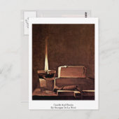 Kerzen und Bücher von Georges de la Tour Postkarte (Vorne/Hinten)