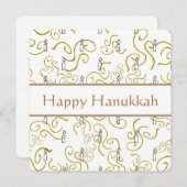 Kerzen und Gold Wirbel Hanukkah Card (Vorne/Hinten)
