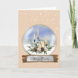 Kerzen und Pine Bough Snow Globe Weihnachtskarte Karte