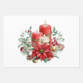 Kerzen und Poinsettia Bouquet Weihnachten Geschenkpapier Set (Vorderseite)