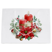Kerzen und Poinsettia Bouquet Weihnachten Große Geschenktüte (Vorderseite)