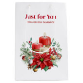 Kerzen und Poinsettia Bouquet Weihnachten Mittlere Geschenktüte (Vorderseite)