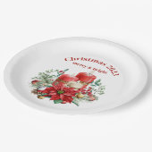 Kerzen und Poinsettia Bouquet Weihnachten Pappteller (Schrägansicht)
