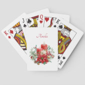 Kerzen und Poinsettia Bouquet Weihnachten Spielkarten (Rückseite)