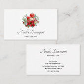 Kerzen und Poinsettia Bouquet Weihnachten Visitenkarte (Vorne/Hinten)