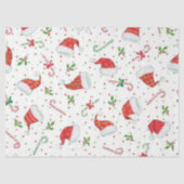 Kerzen und Weihnachtsmannmützen Seidenpapier (Vorderseite)