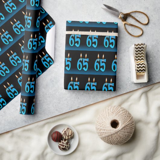 Kerzen zum 65. Geburtstag mit Augäpfeln Geschenkpapier (Kunsthandwerk)