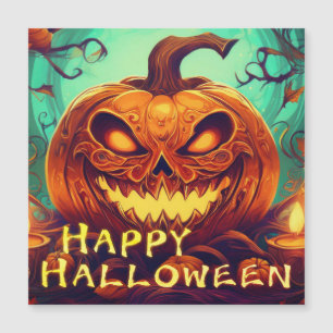 Kerzenbeleuchteter ausgehöhlter Kürbis Halloween K Magnetkarte