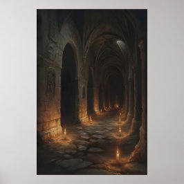 Kerzenbeleuchtetes Labyrinth Gothic Castle Korrido Poster