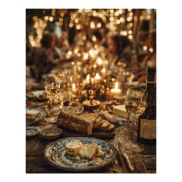 Kerzenbeleuchtetes Wein- und Brotfest Fotodruck